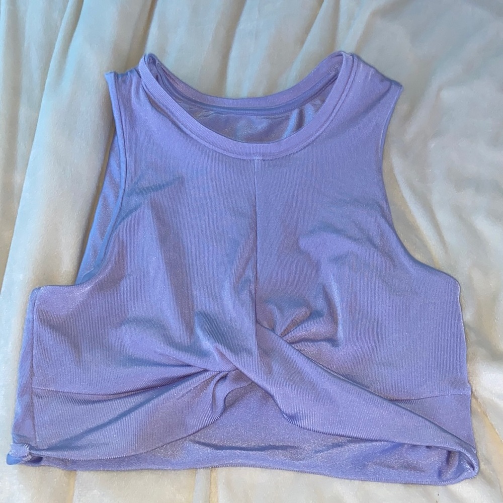 Purple Crop Top w/ Tie in Front